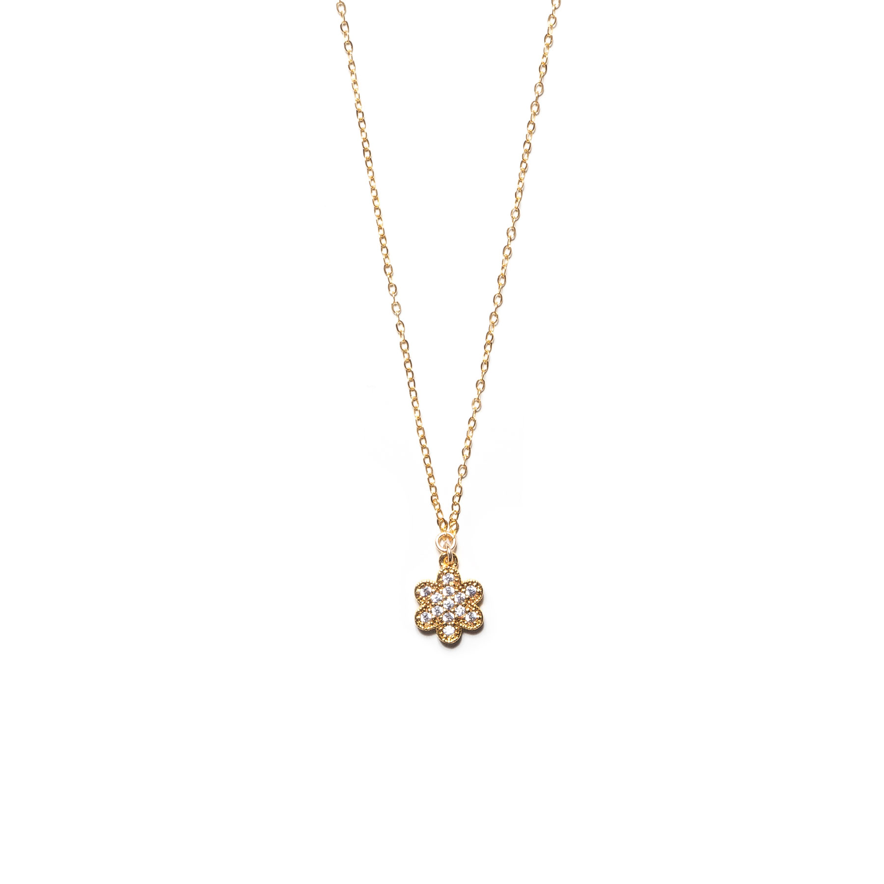 Flower Necklace, Pave, Gold Filled - Aspen & Salt