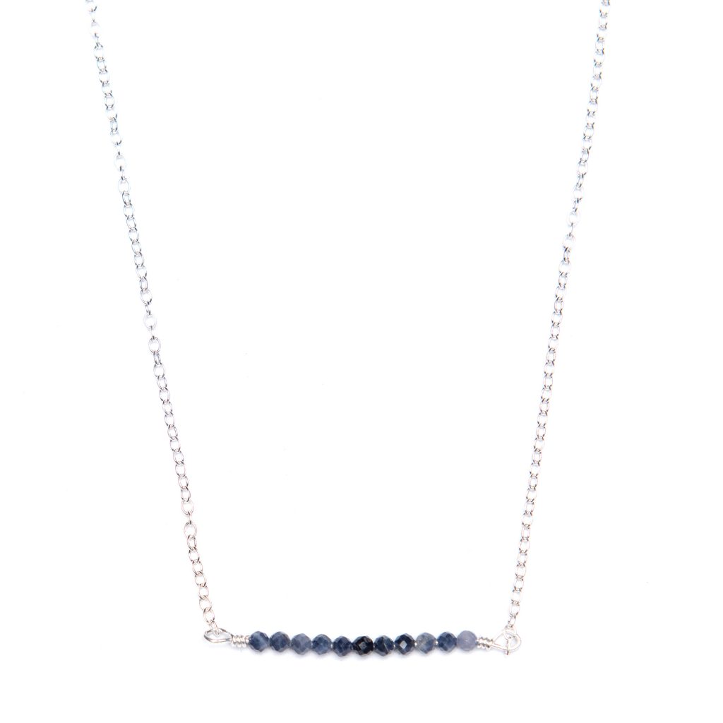 Sapphire Bar Necklace, Sterling Silver Aspen & Salt