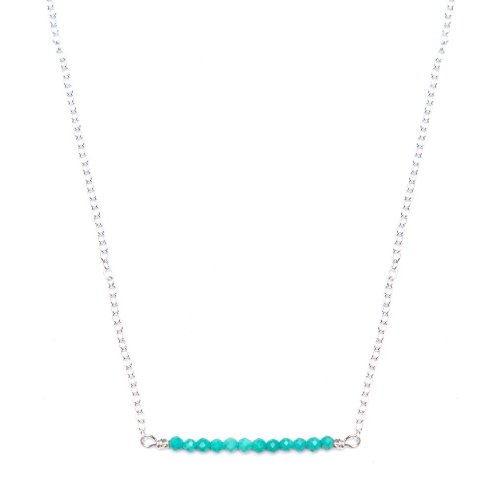Turquoise Bar Necklace, Sterling Silver Aspen & Salt